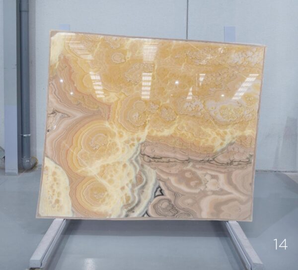 Orange onyx in slabs