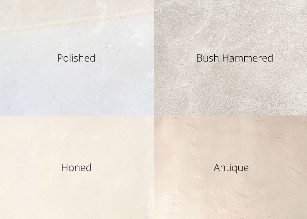 Finishes for cream marfil marble