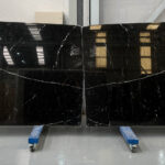 black marble stone in slabs