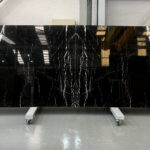 Black marquina marble in slabs for floors and walls