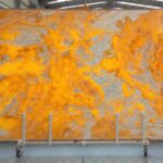 orange marble in slabs