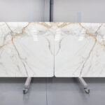 white marble with gold details