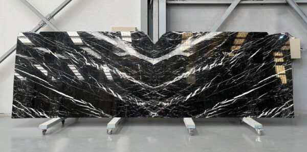 black marble with white accents