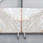 White and golden veins marble