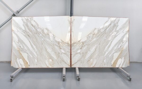 White and golden veins marble