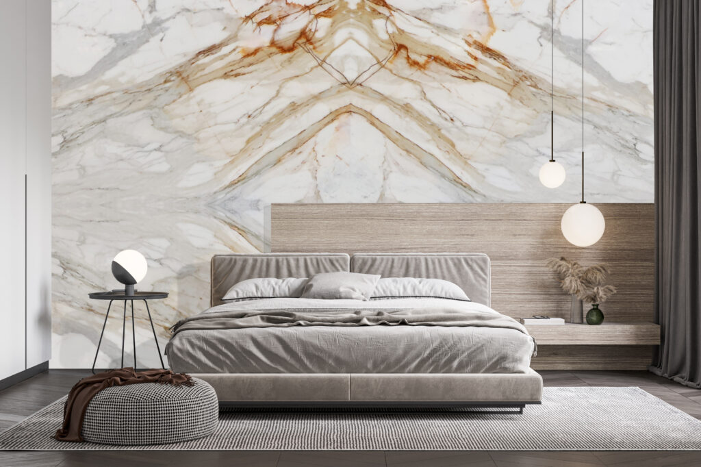 Mármol blanco con vetas doradas